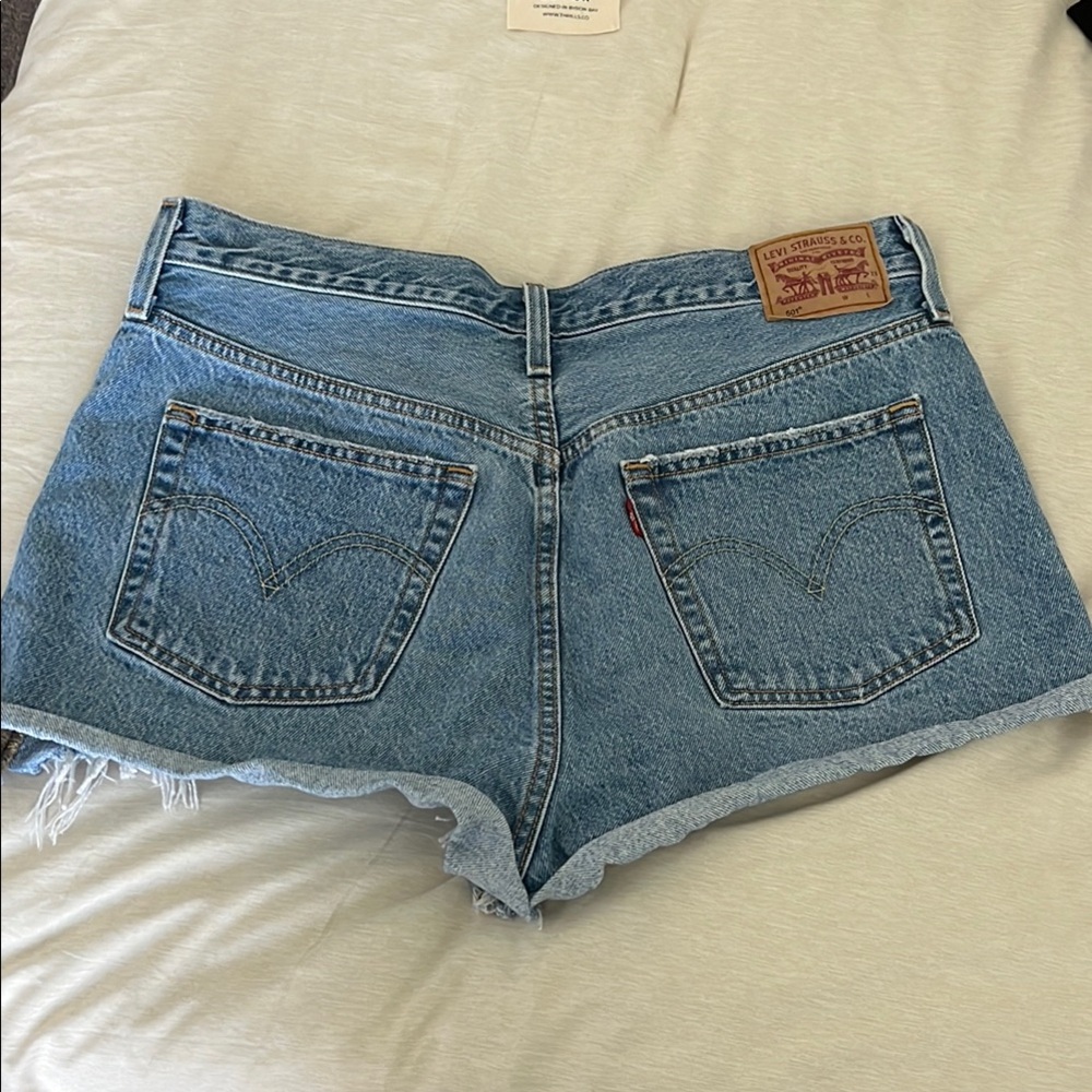 Levi's Women's Blue Denim Shorts 501 Distressed